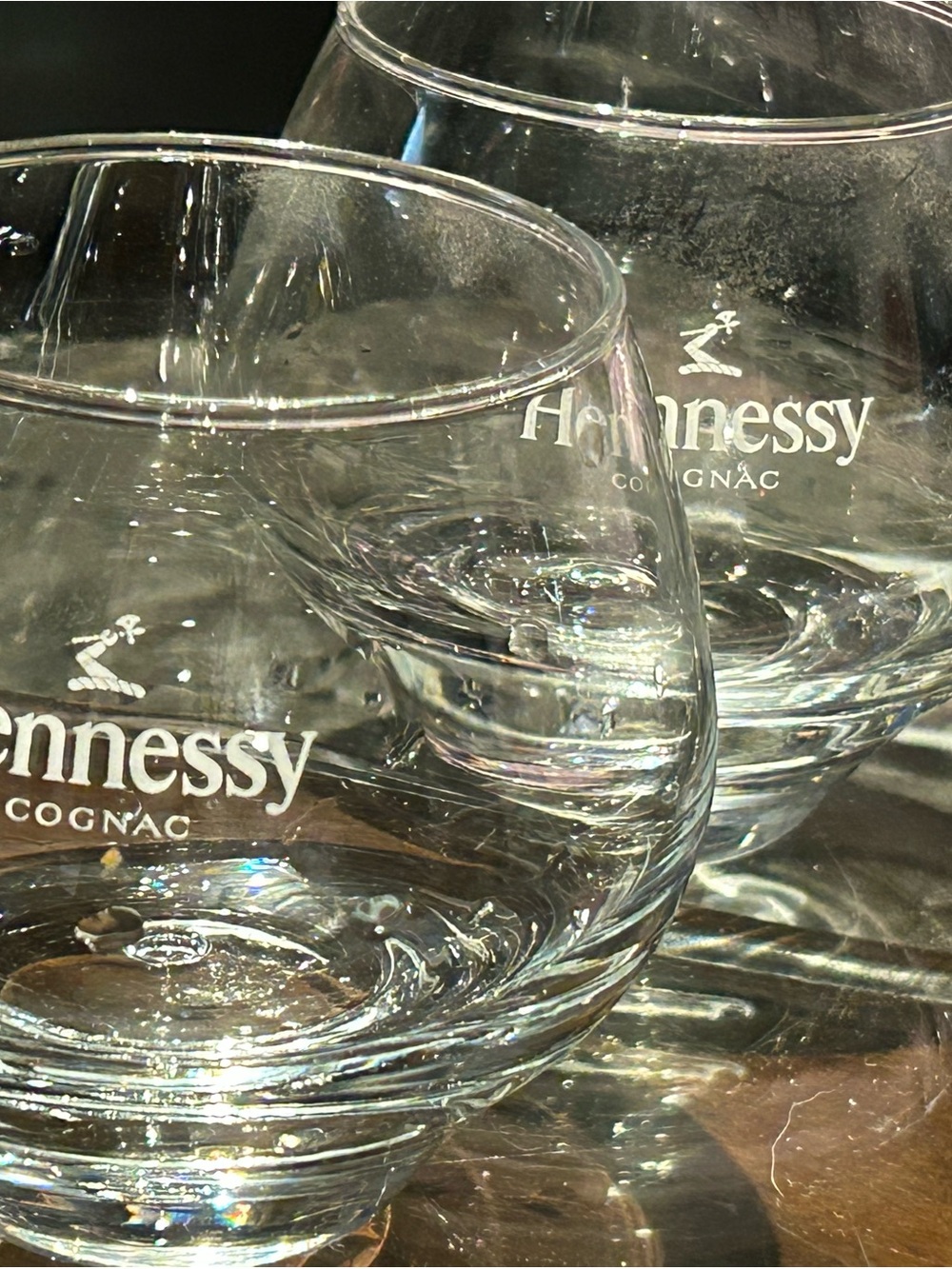 Henne Clear Glass Branded Cognac Tumblers - Pair
